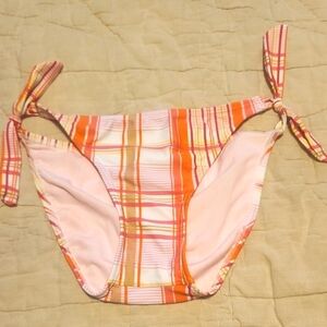 Malibu Brand Plaid Bikini Bottom with Side Ties. Size Medium